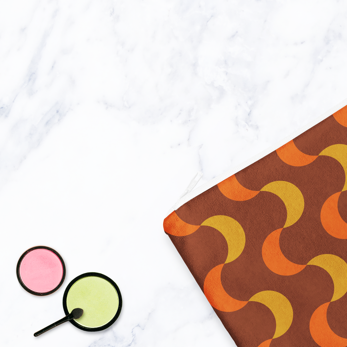 Shadowbright Brown and Orange Retro Make Up bag - 24cm x 19cm