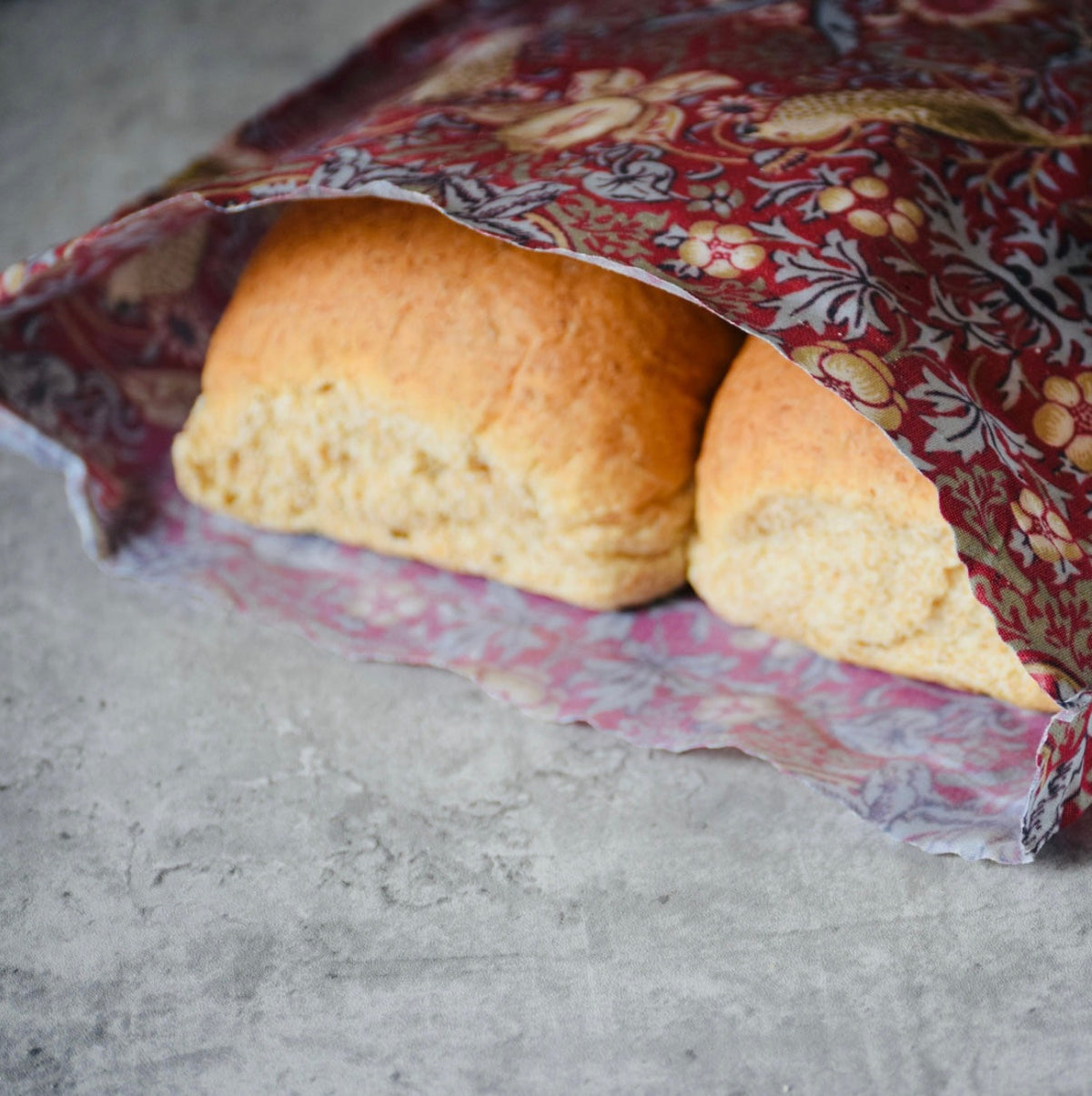 Lou-bees Red Strawberry Thief Beeswax Bag