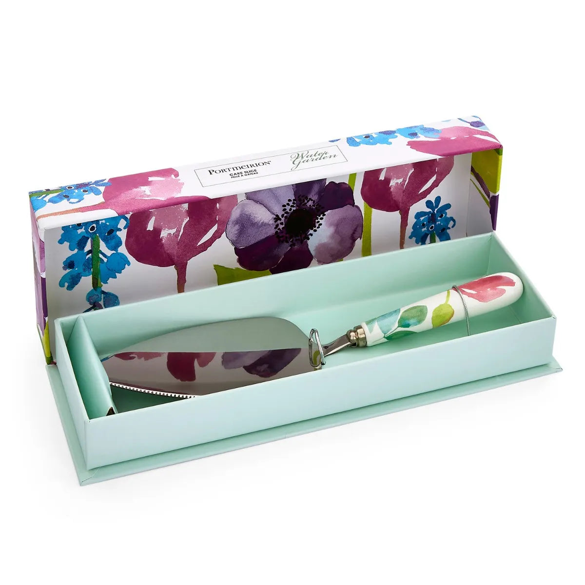 Portmeirion Porcelain Handle Water Garden Cake Slice with Floral Print