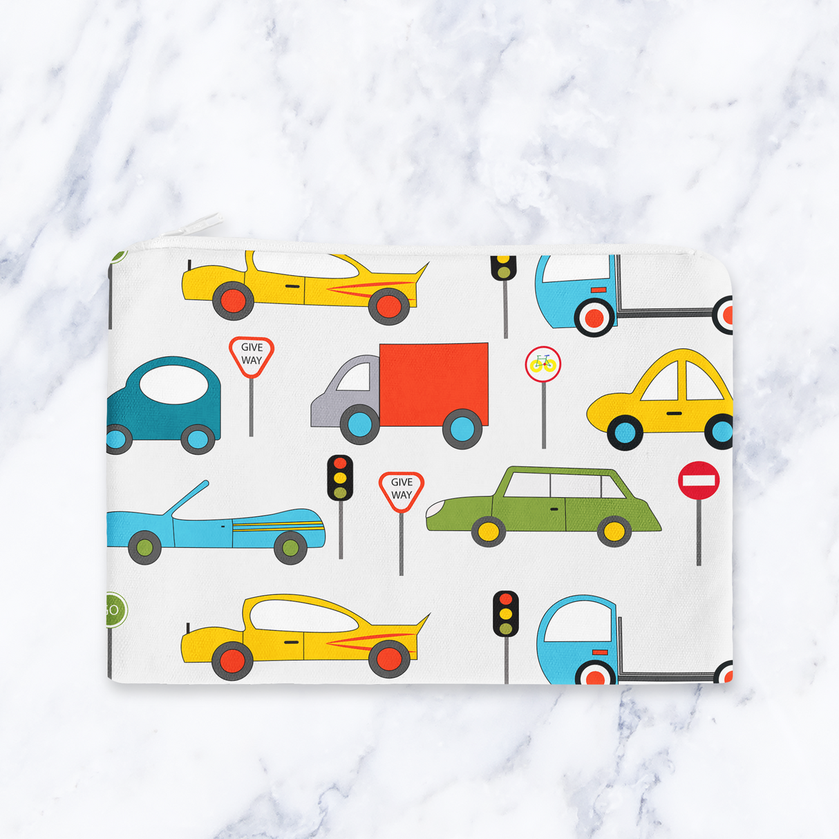 Shadowbright Cars Makeup Bag - Handmade Cosmetic Pouch - 24cm x 19cm