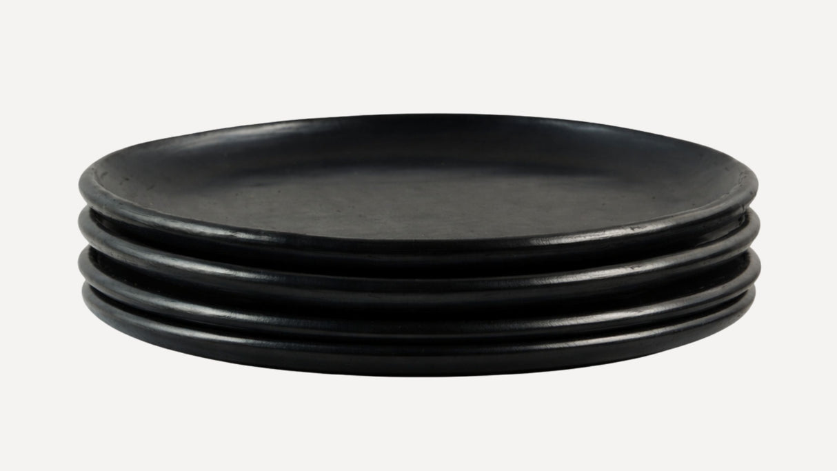 CasaLatina Chamba Black Clay Dinner Plate - Set of 4