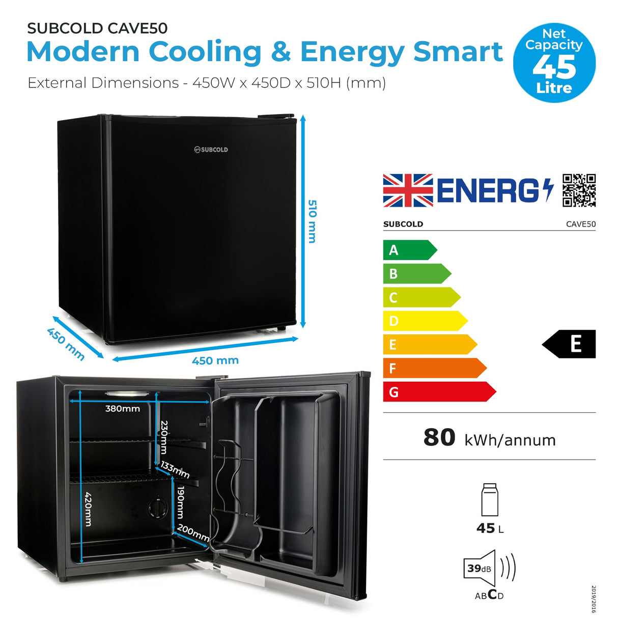 Subcold Cave50 Solid Door Beer Fridge | 45L