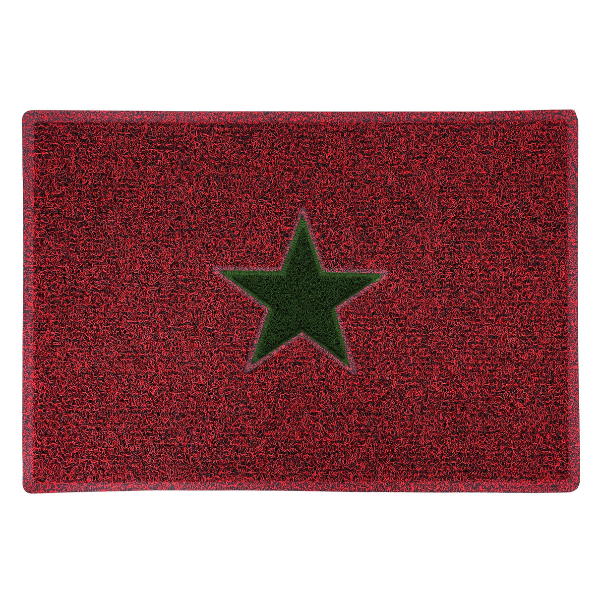 Nicoman Christmas Star PVC Spaghetti Doormat - Red & Green Design