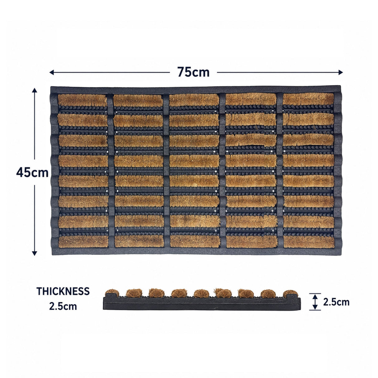 Nicoman Rubber and Coir Scraper Door Mat - 75cm X 45cm