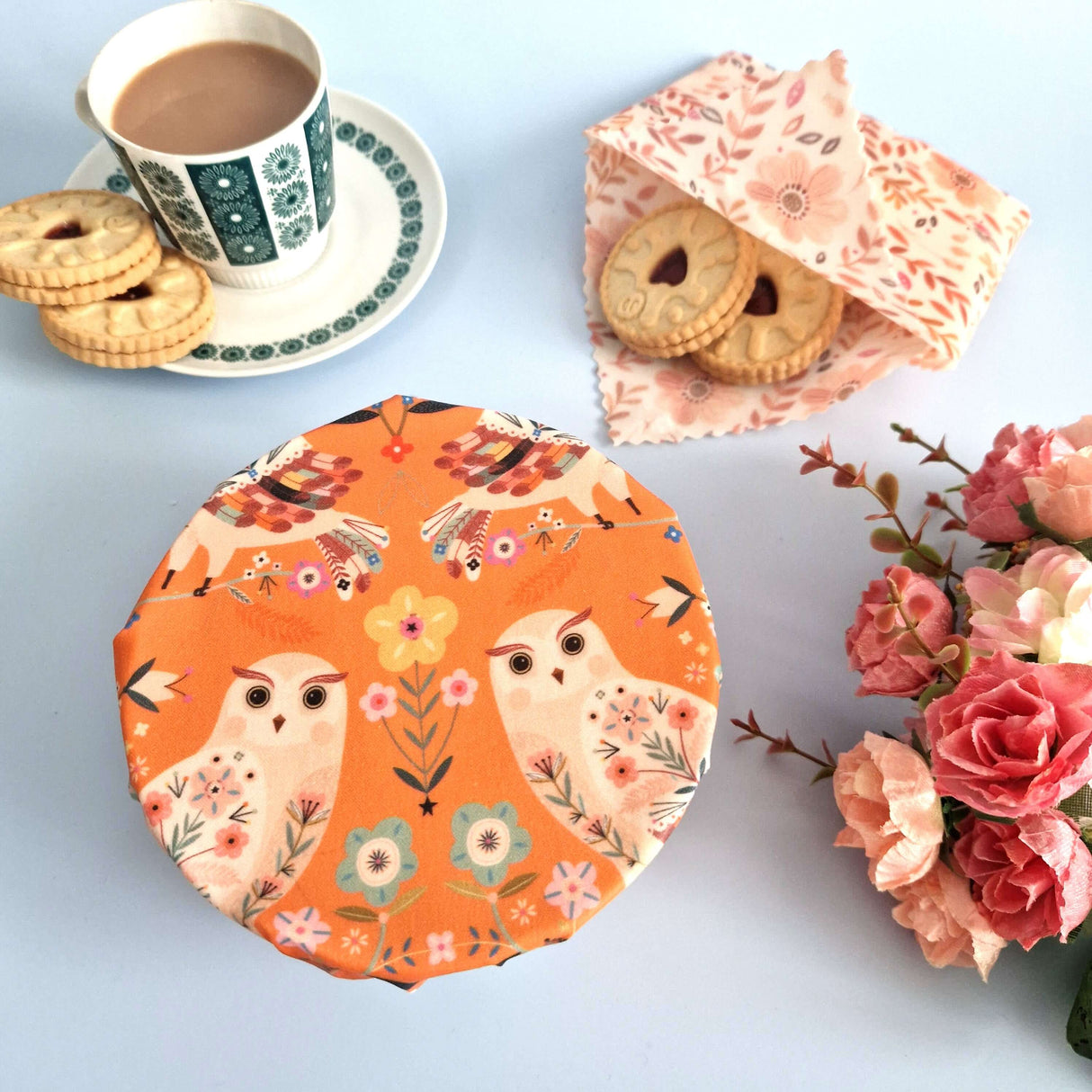 Honey Bee Good Handmade Beeswax Wraps Owl - Set of 3