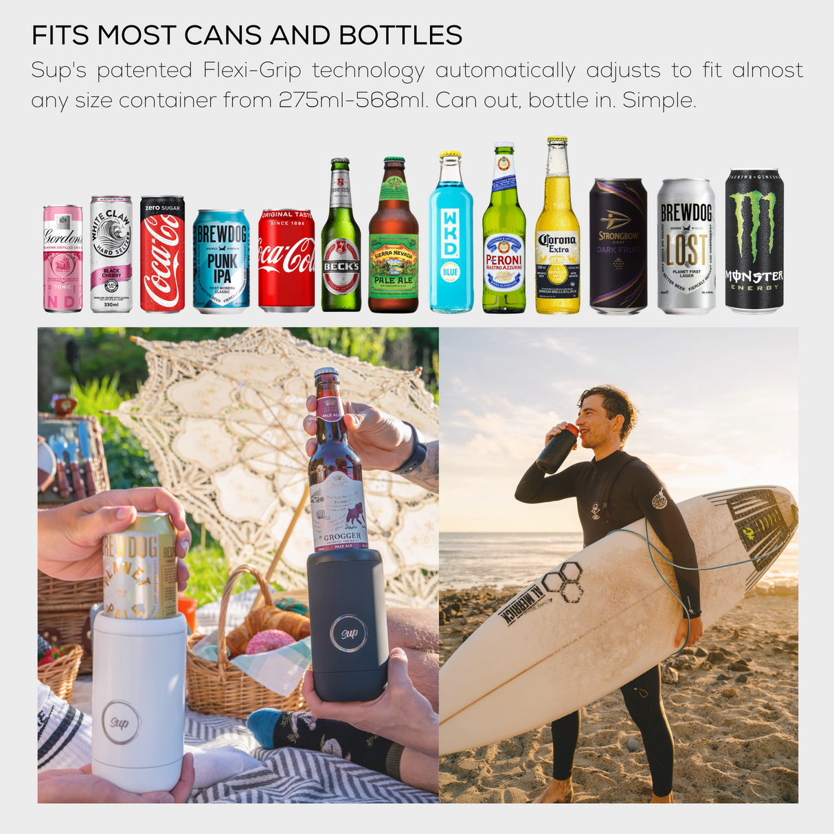 Sup drinkware Capsule Bottle & Can Cooler Matte Black