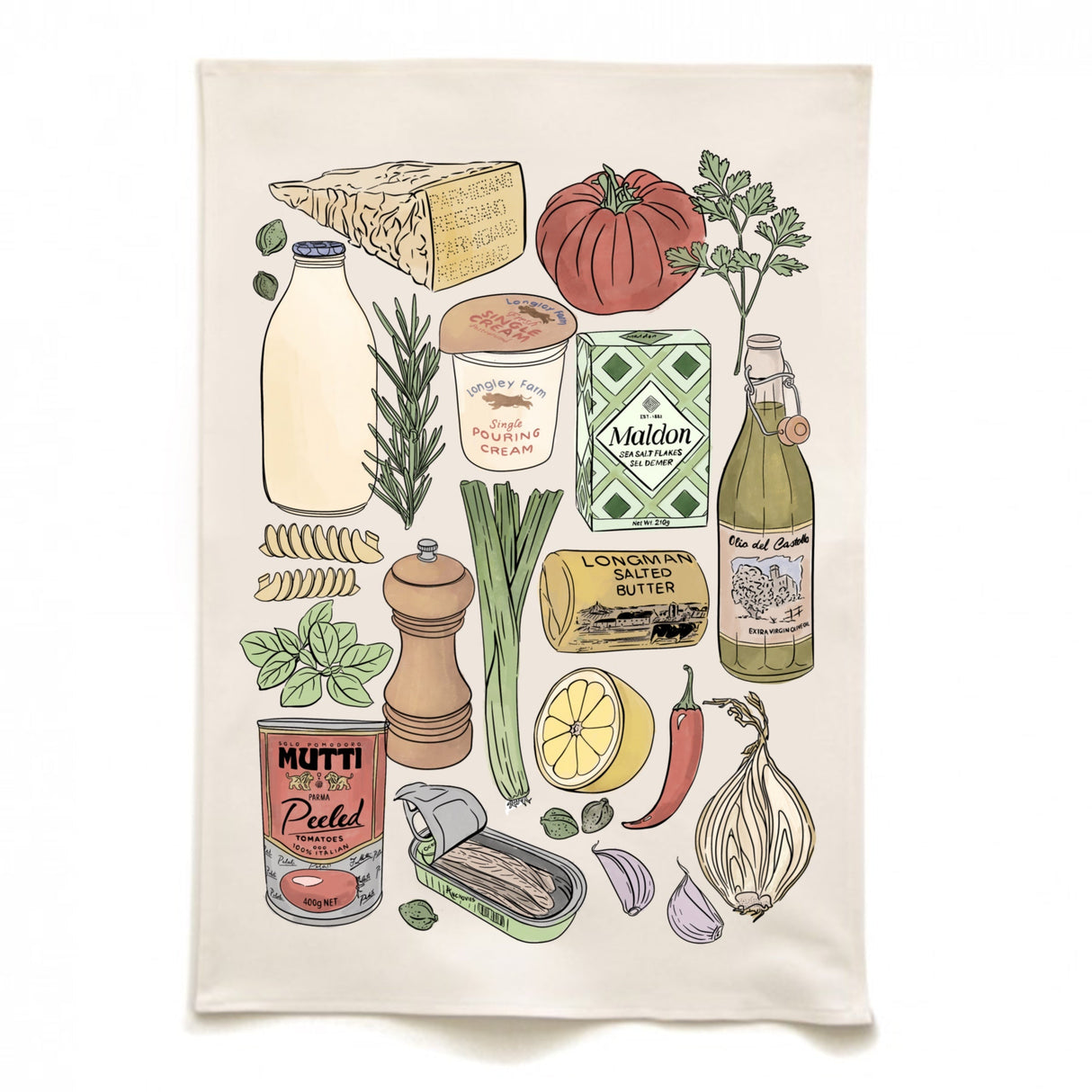 Quite Nice London Cooking Essentials Tea Towel - 50cm x 75cm