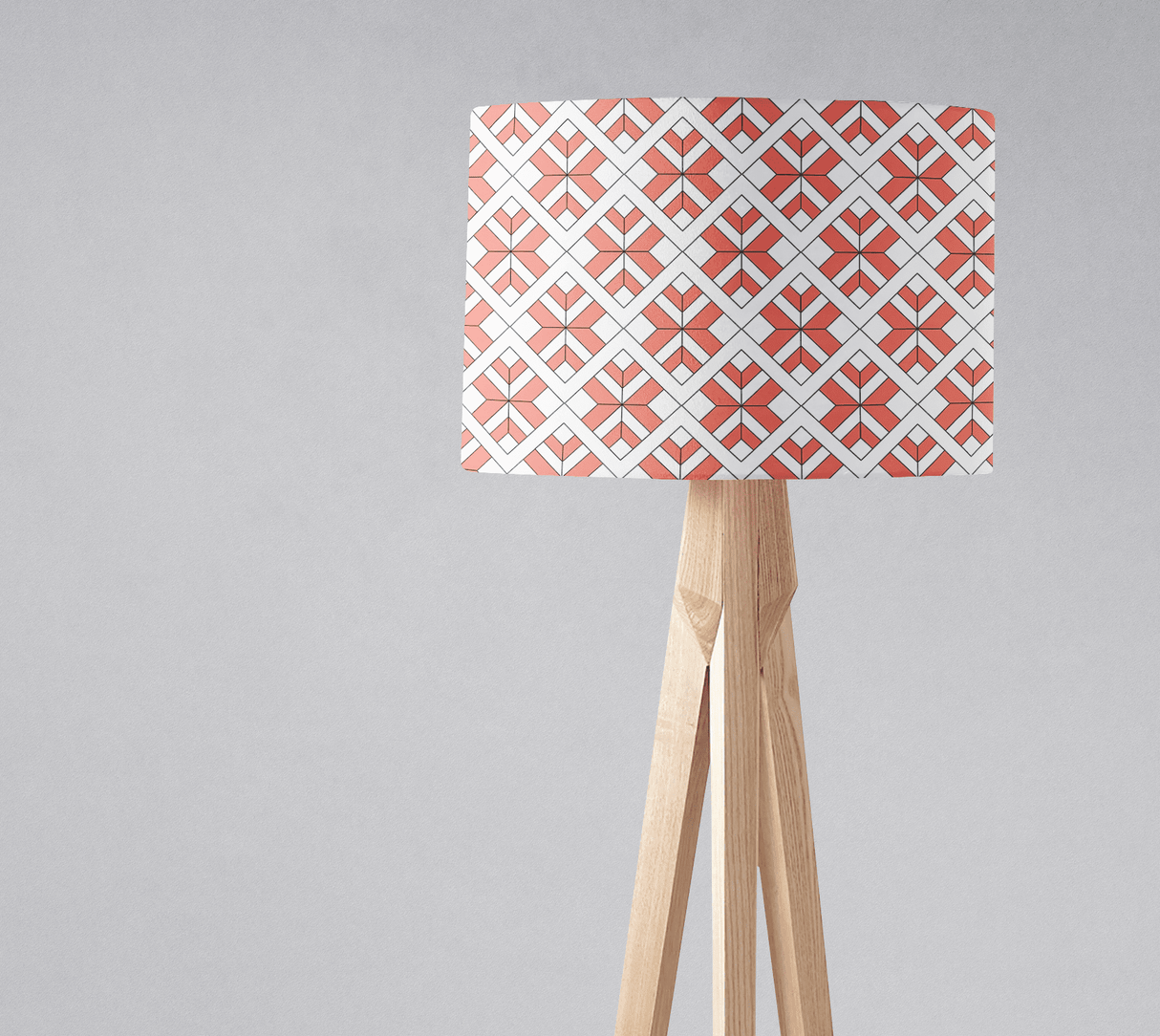 Shadowbright Coral and White Geometric Design Lampshade, Ceiling or Table