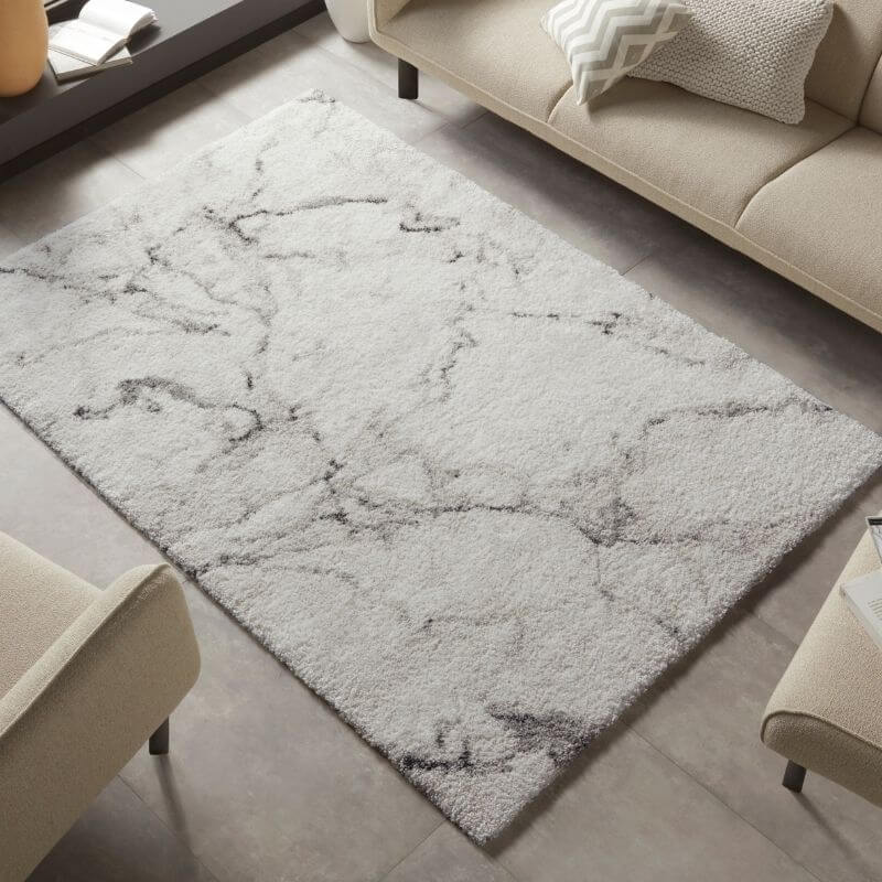 The Rugs Deep Pile Velour Abstract Cream Rug