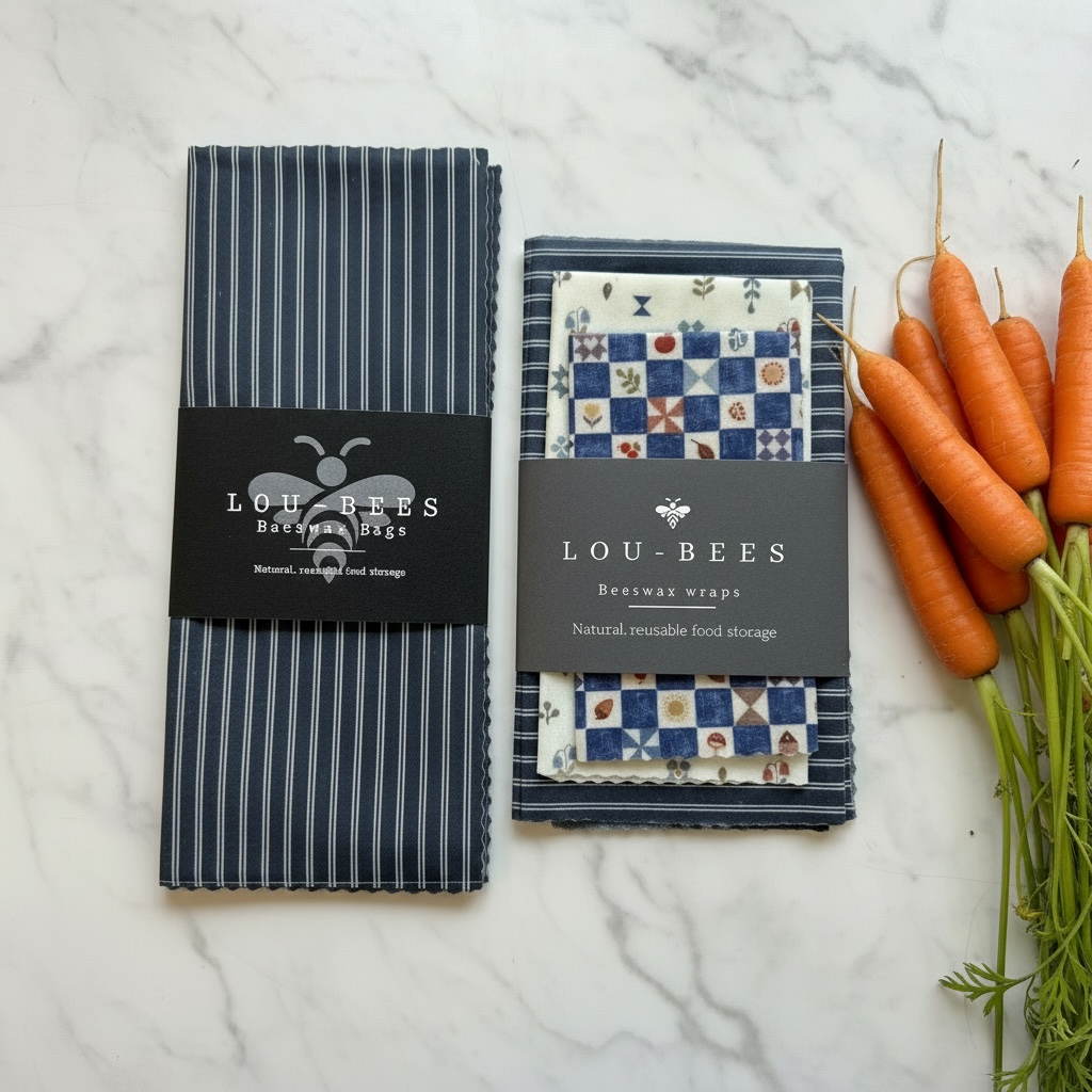 Lou-bees Navy Toadstool Beeswax Wrap & Lunch Bag
