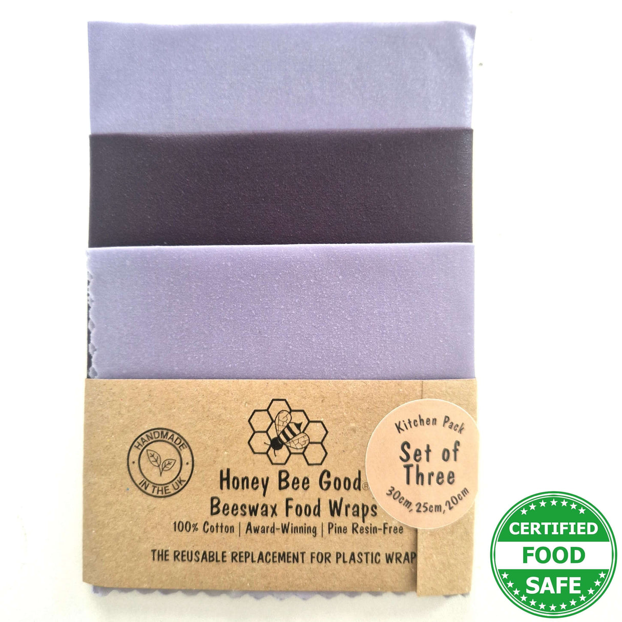 Honey Bee Good Earth Tones Plum Beeswax Wraps - Set of 3