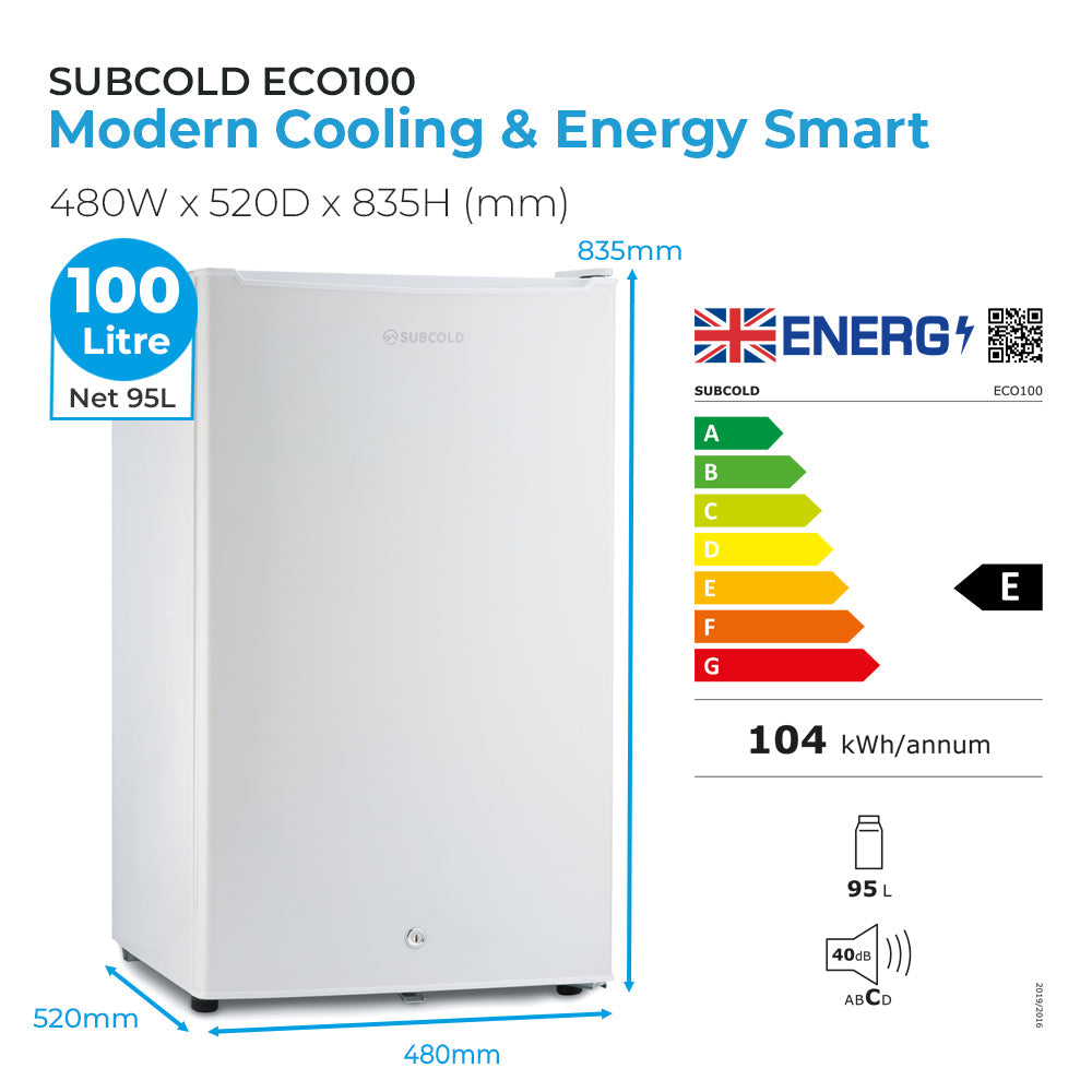 Subcold Eco100 LED Under Counter Fridge - 95L