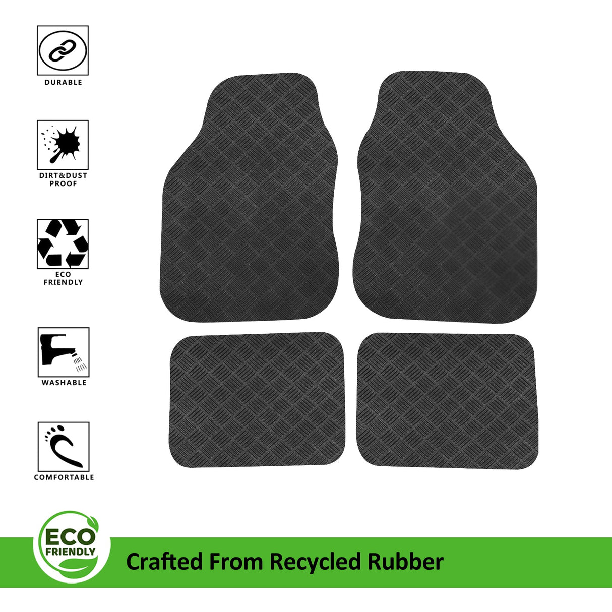 Nicoman Eco Friendly Universal Car Mat - 4pc Full Set