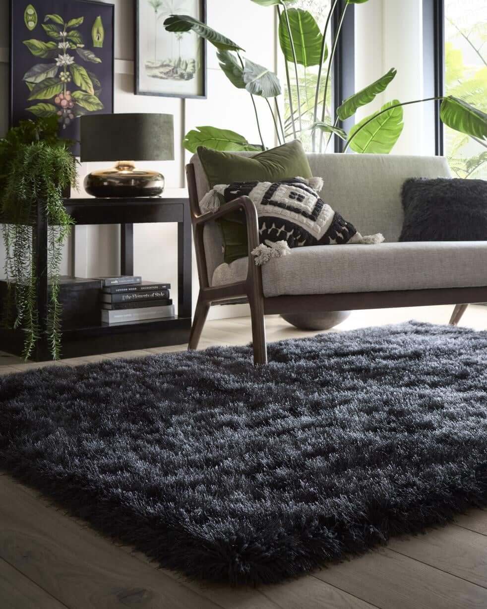 The Rugs Extravagance Dark Grey Shaggy Rug