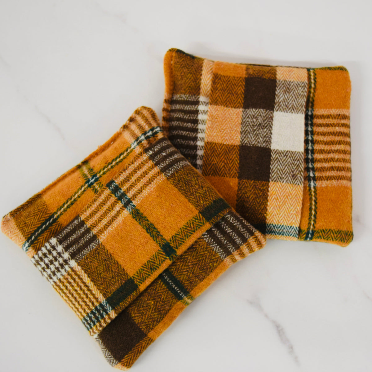 Lou-bees Soft Burnt Orange Highland Tartan Hand Warmers
