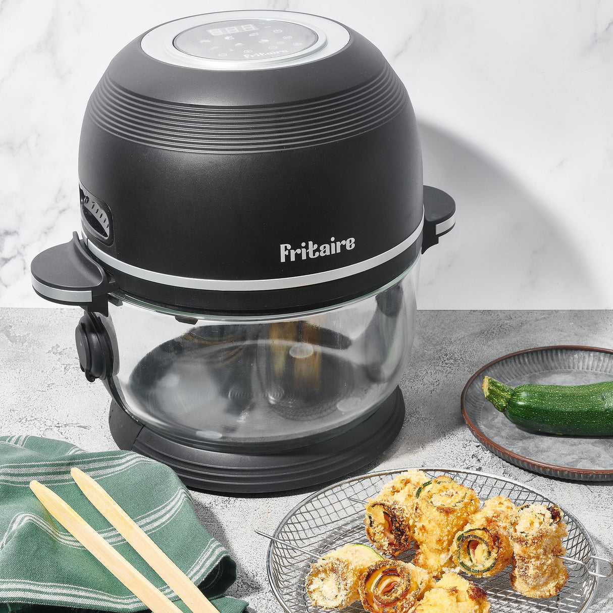 Fritaire Self-Cleaning Glass Bowl Air Fryer 9-in-1 - Midnight Black