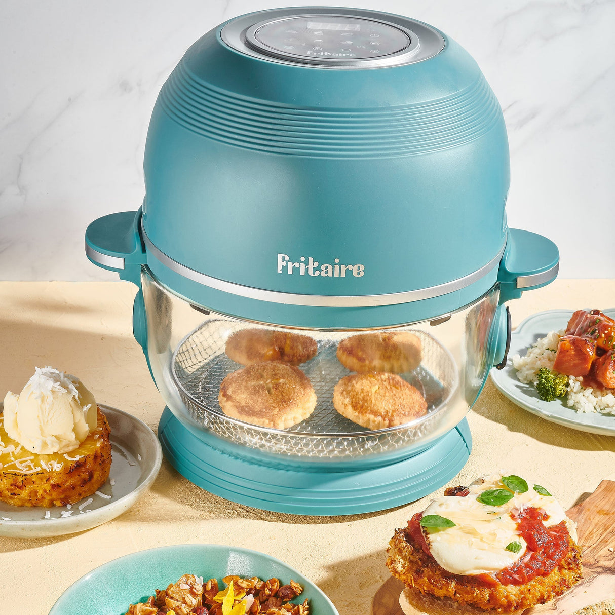 Fritaire Self-Cleaning Glass Bowl Air Fryer - Teal