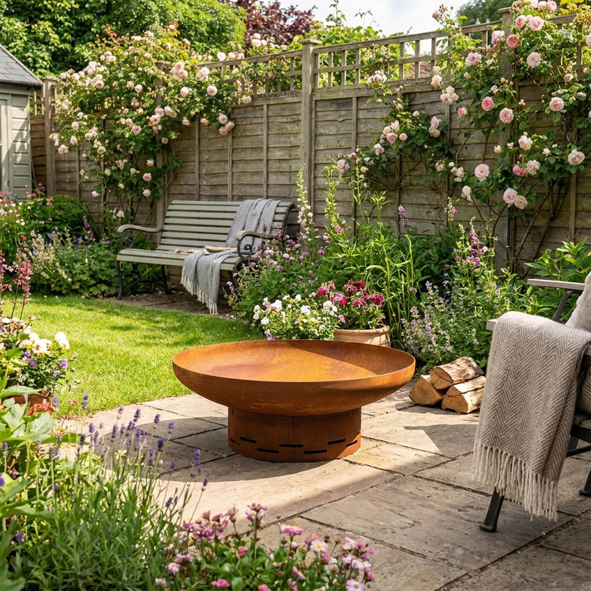 Nicoman Heavy-Duty Pre-Rusted Metal Corten Steel Round Firepit