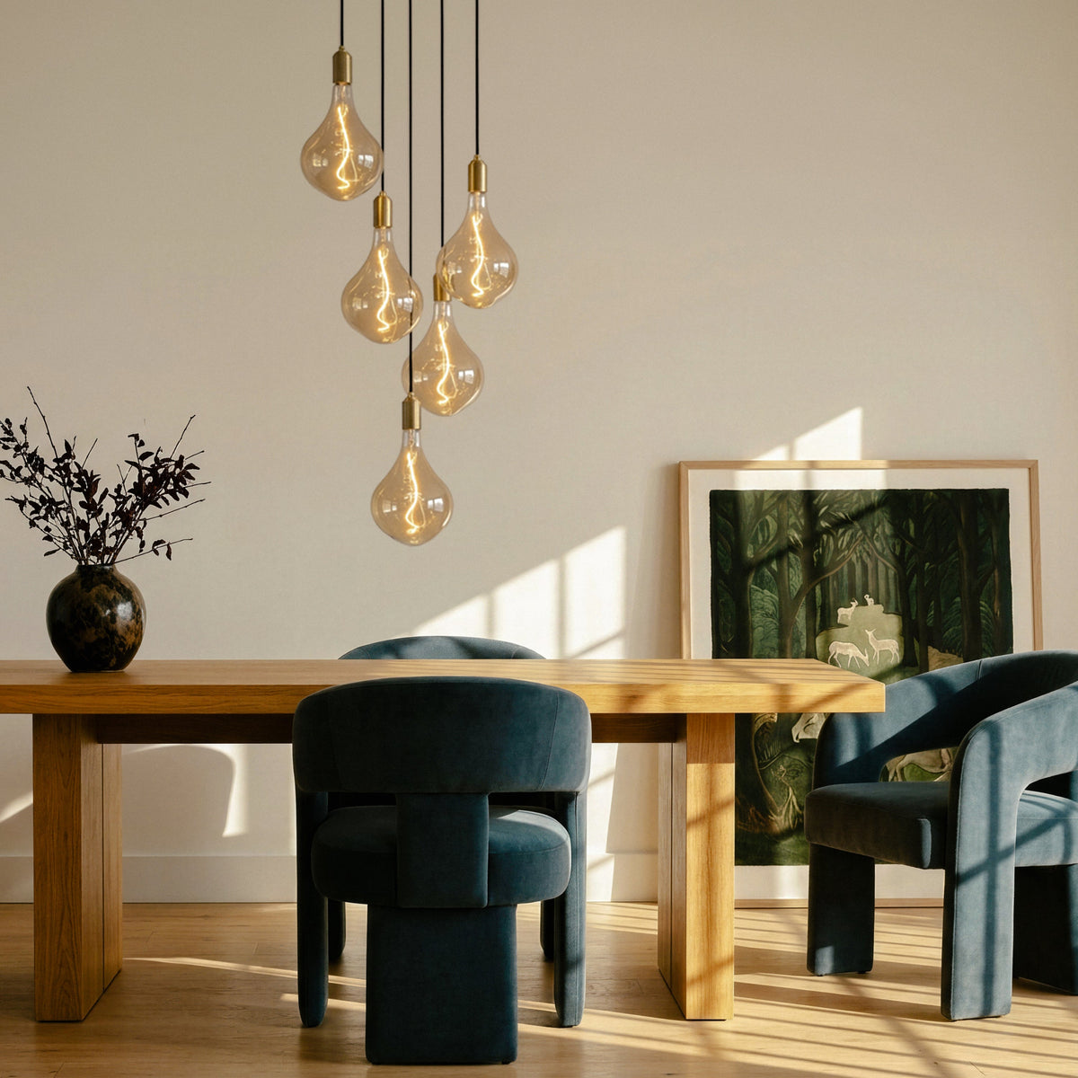 Tala Five Pendant in Brass with Voronoi II