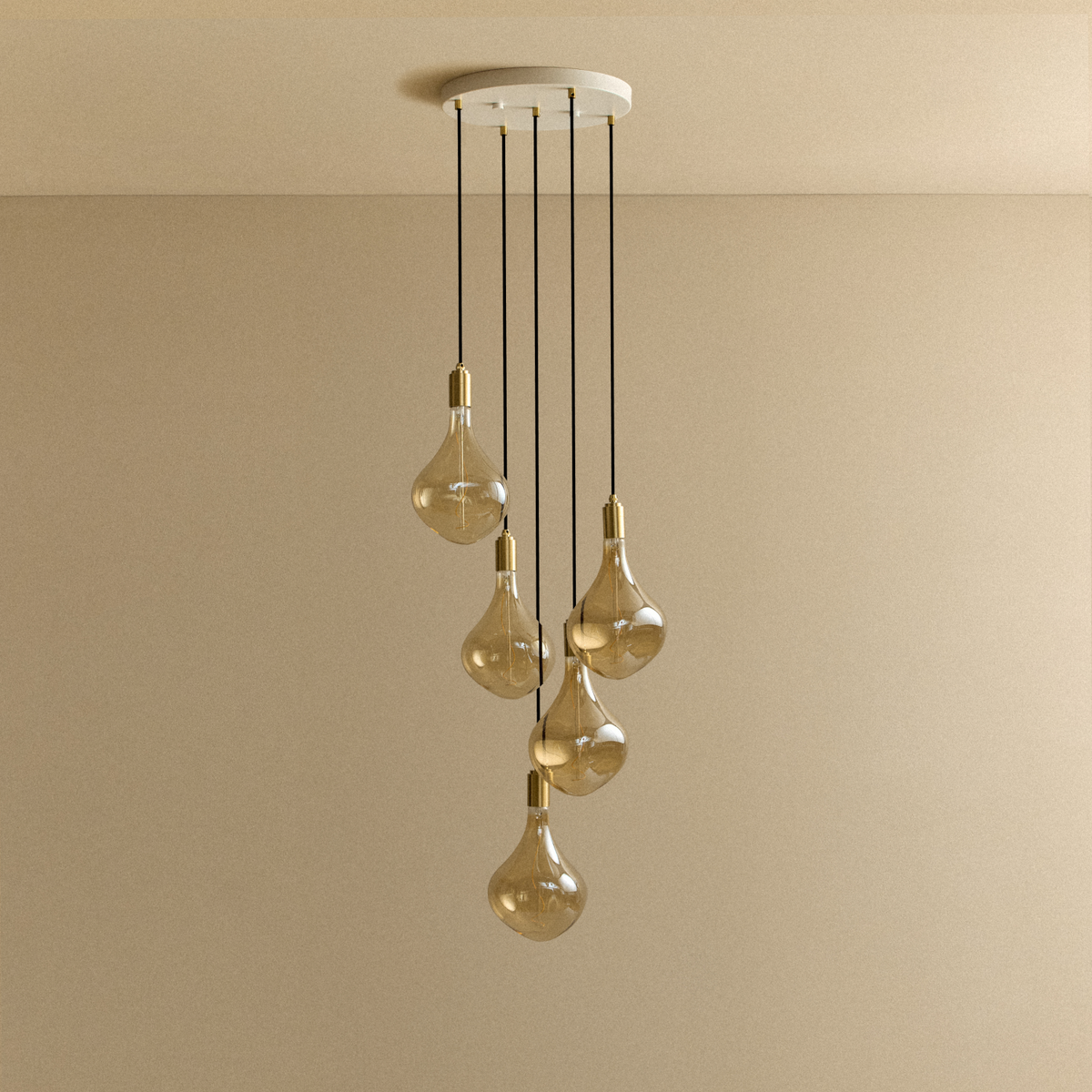 Tala Five Pendant in Brass with Voronoi II