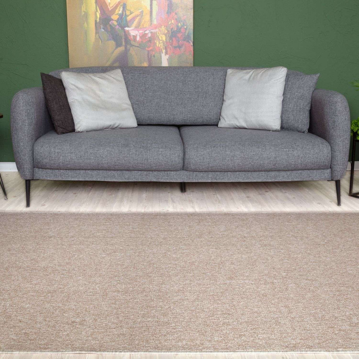 The Rugs Flex Beige Low Pile Solid Rug