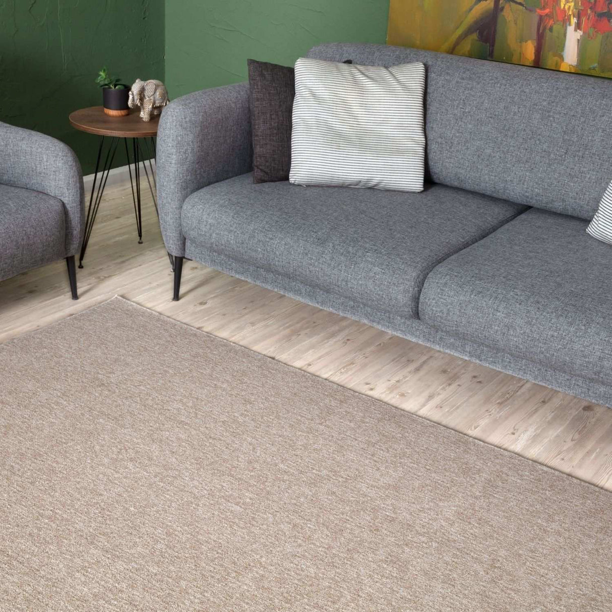The Rugs Flex Beige Low Pile Solid Rug