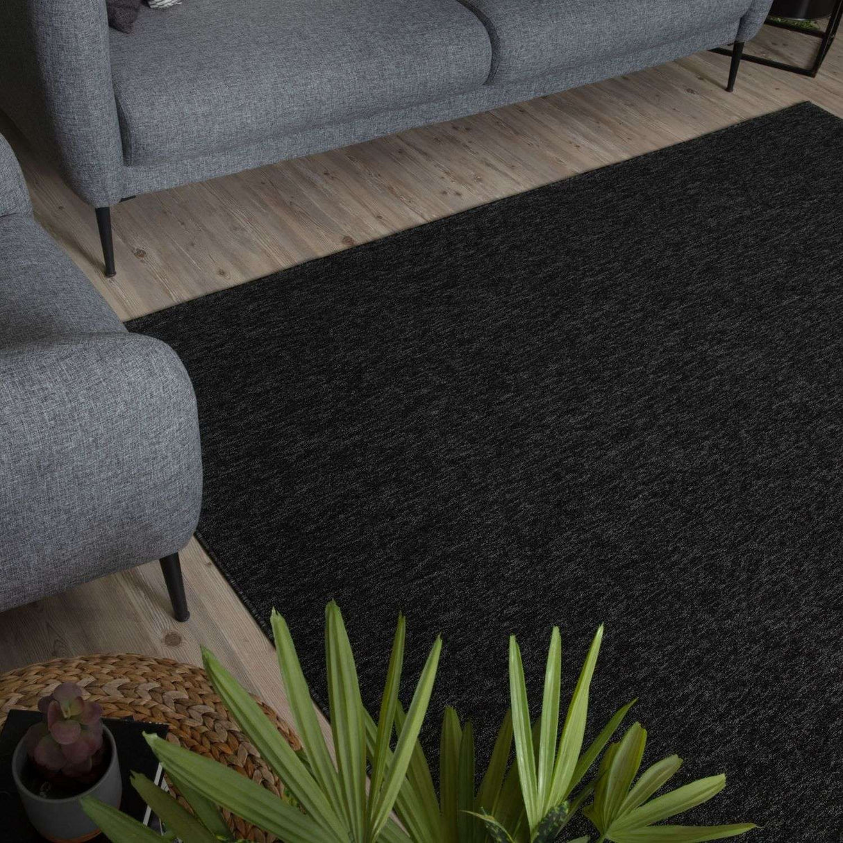 Flex Dark Grey Low Pile Solid Rug