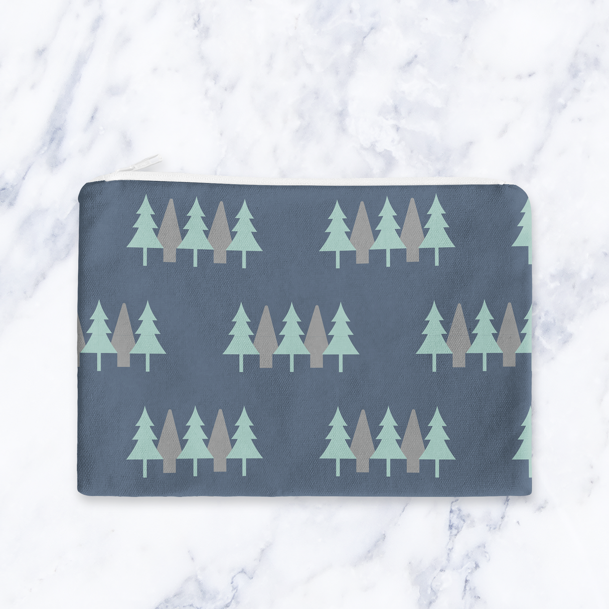 Shadowbright Navy Blue Scandinavian Forest Makeup Bag - 24cm x 19cm