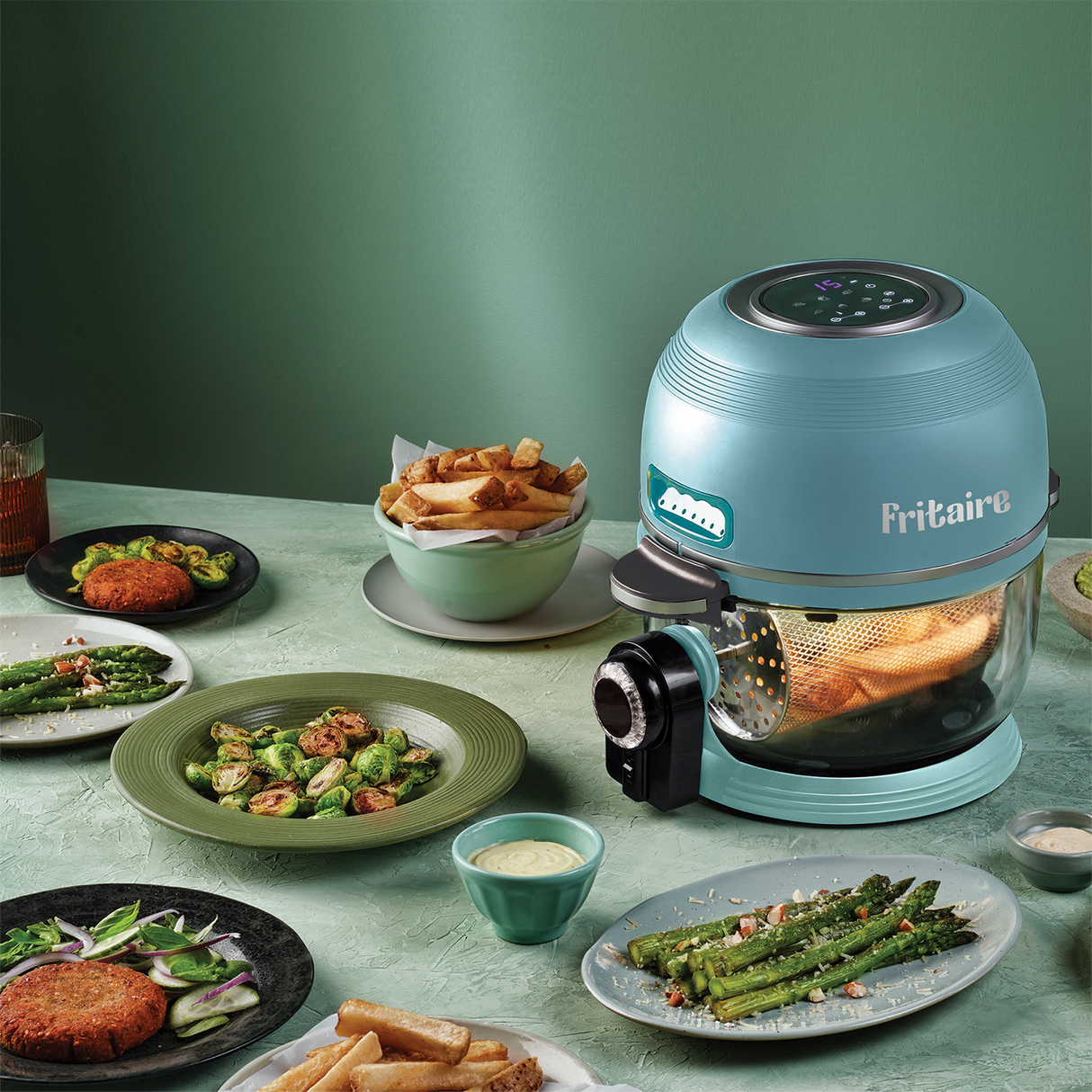 Fritaire Self-Cleaning Glass Bowl Air Fryer 9-in-1 - Midnight Black