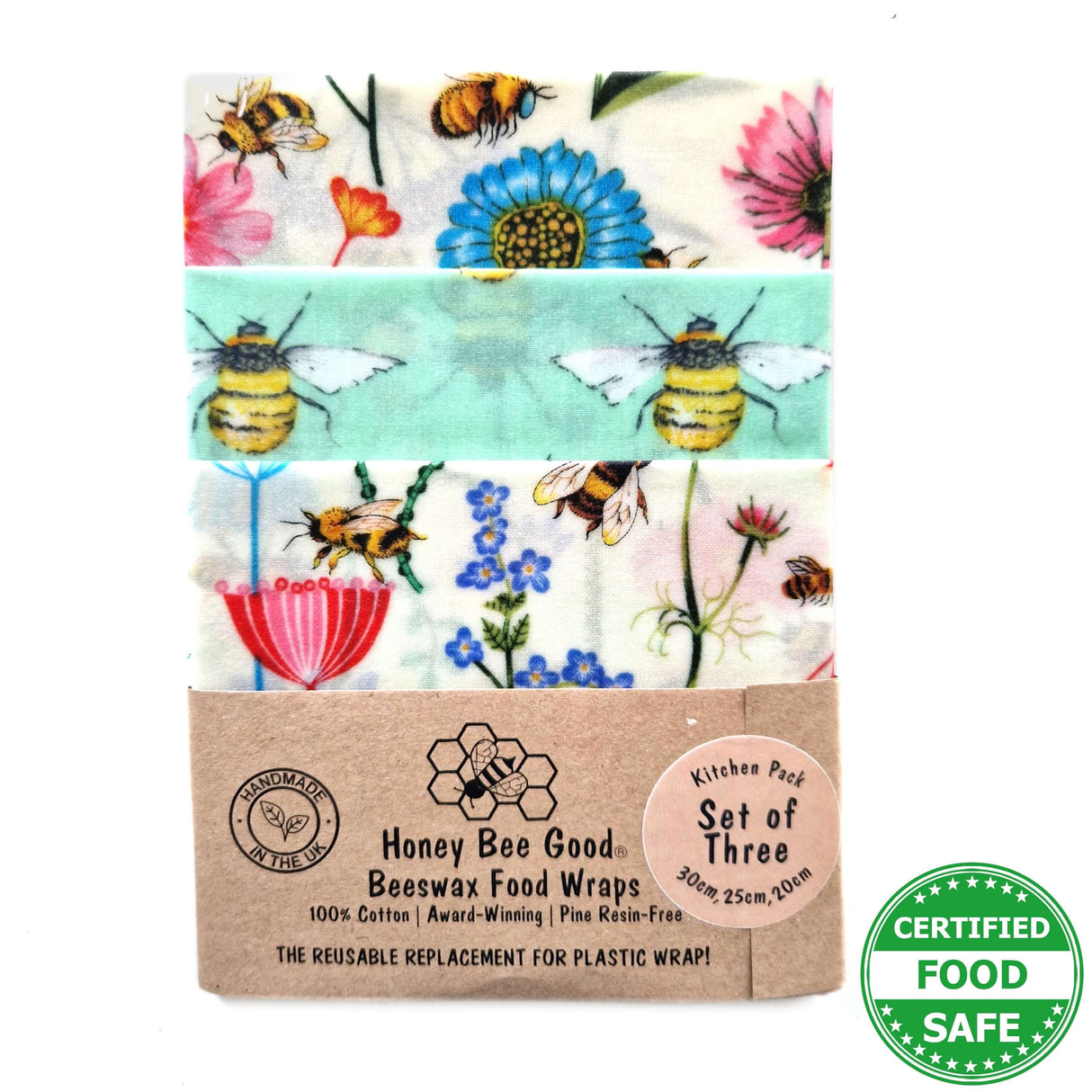 Honey Bee Good Garden Beeswax Wraps - Set of 3