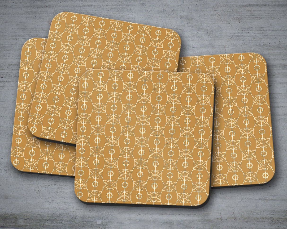 Gold Art Nouveau Retro Geometric Placemats, Set of 4/6