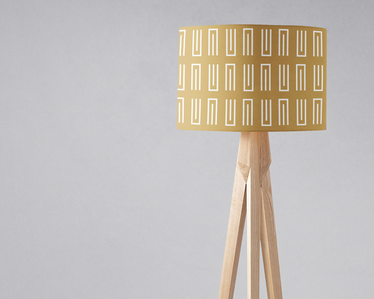 Shadowbright Gold and White Geometric Lampshade