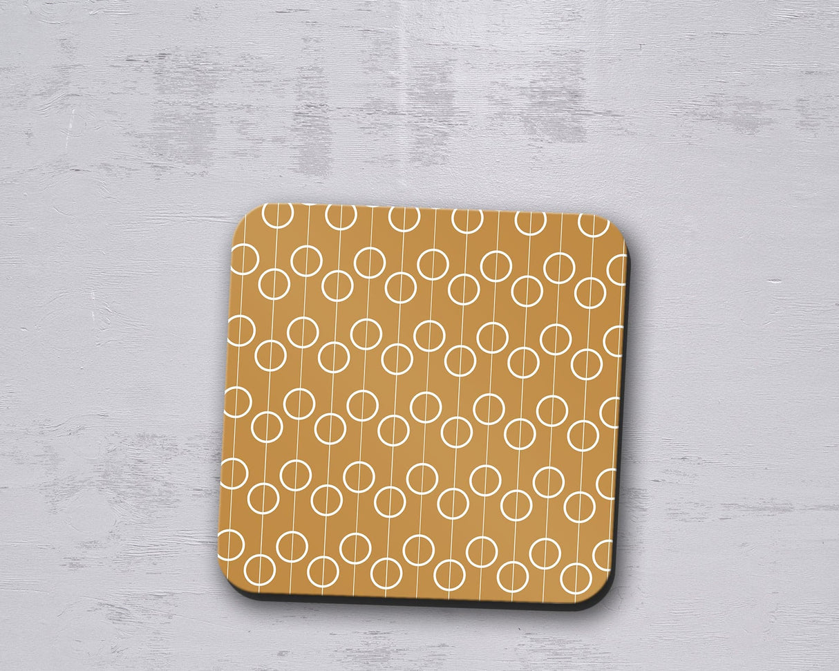 Shadowbright Gold Retro Geometric Circles Placemats, Set of 4/6