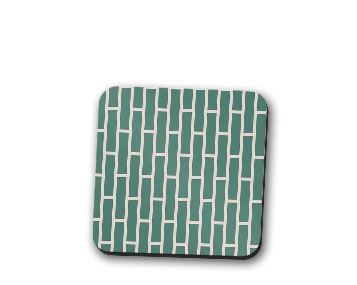 Shadowbright Green and Beige Geometric Design Coaster, Set of 4