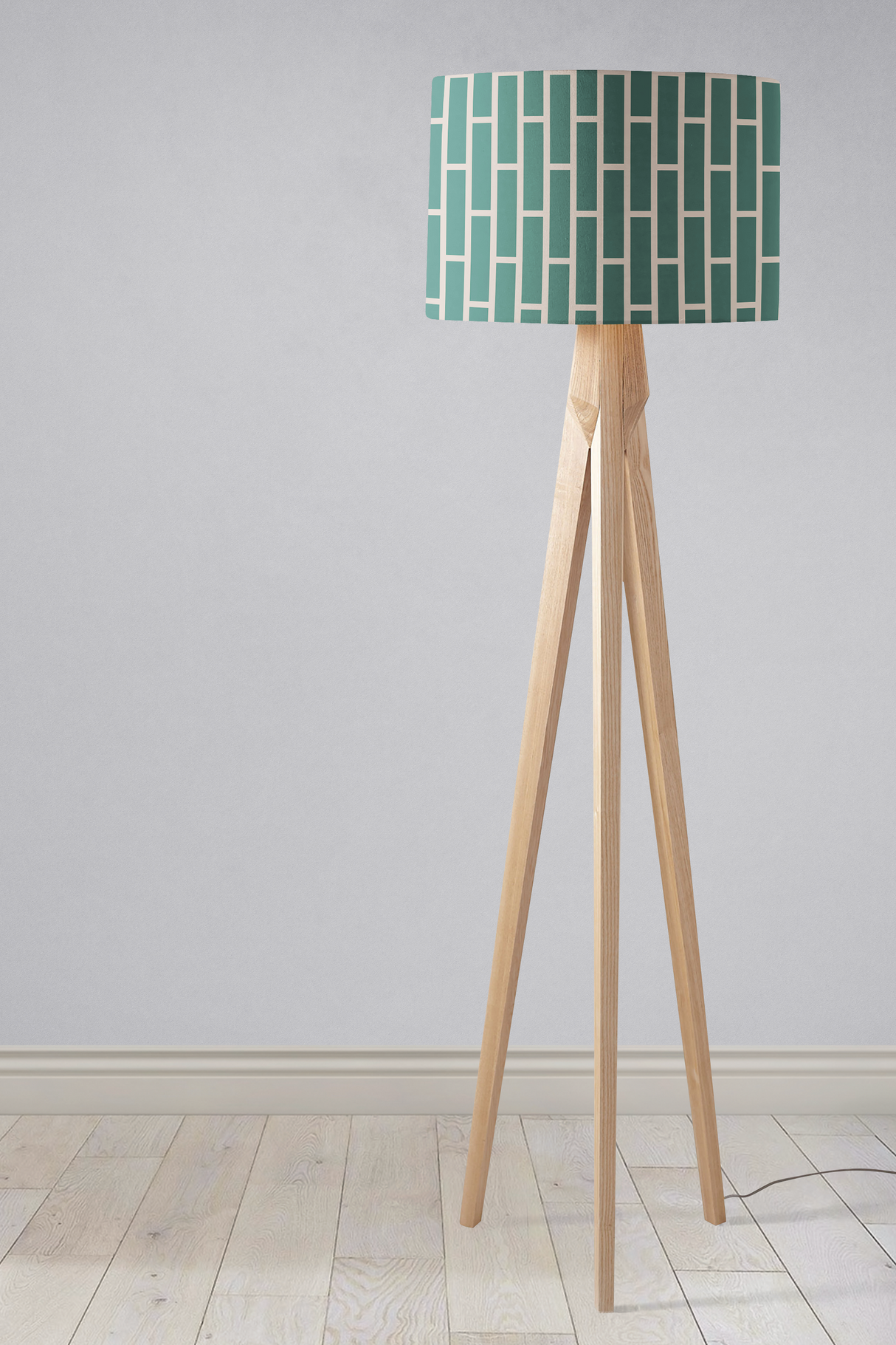 Shadowbright Green and Beige Geometric Lampshade