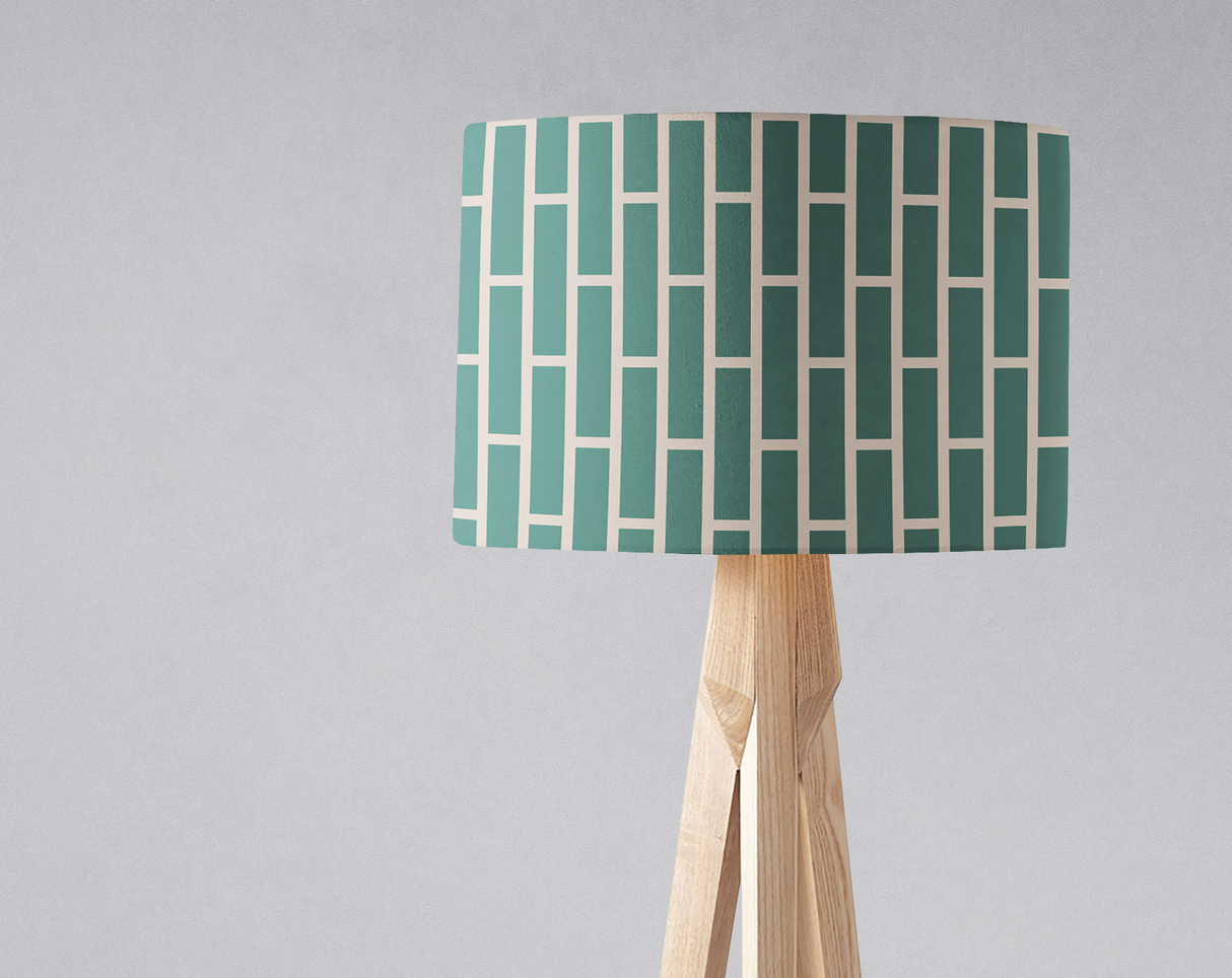 Shadowbright Green and Beige Geometric Lampshade