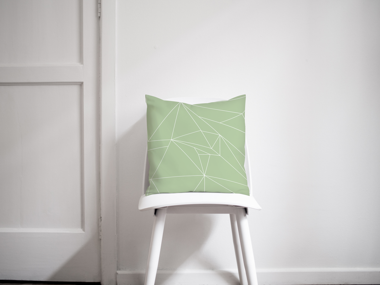 Shadowbright Sage Green and White Minimalist Cushion, Throw Pillow