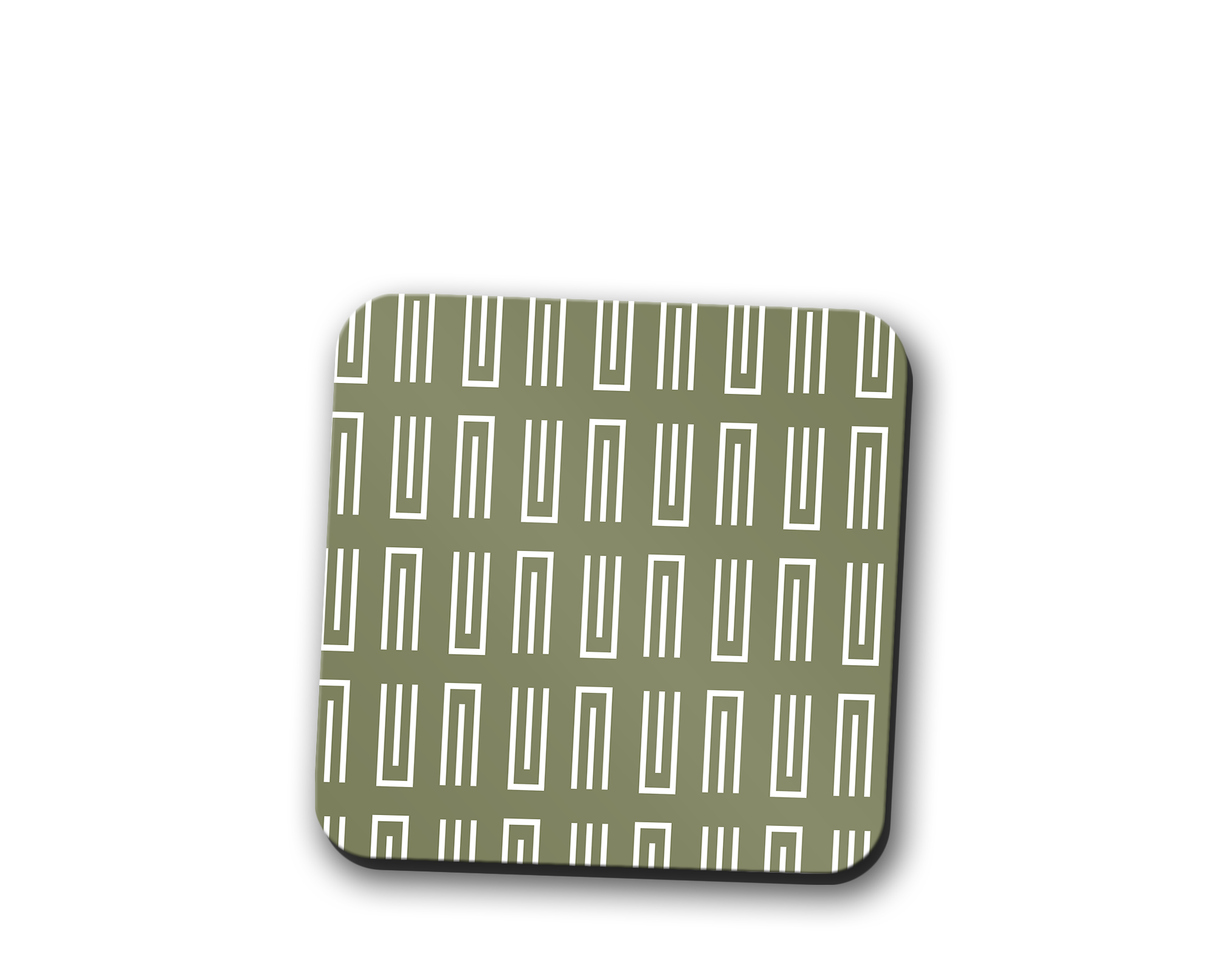 Shadowbright Green Geometric Coasters, Table Decor Drinks Mat