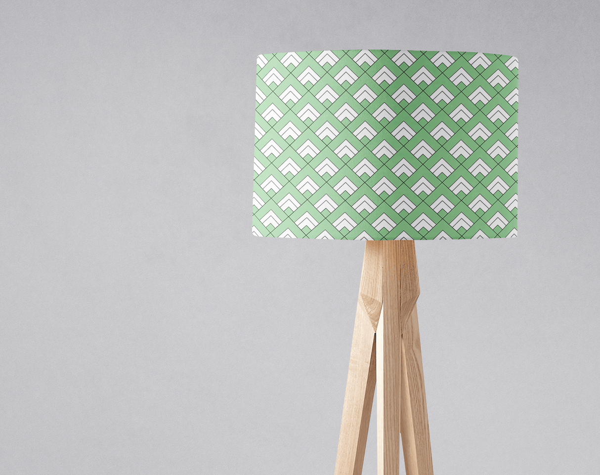 Shadowbright Light Green and White Geometric Tiles Design Lampshade