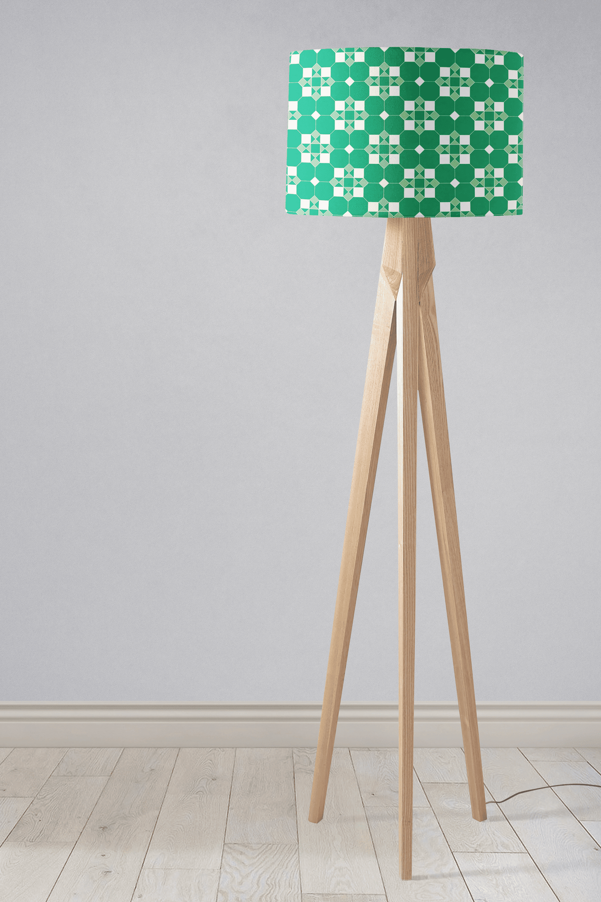 Shadowbright Green and White Geometric Tiles Design Lampshade