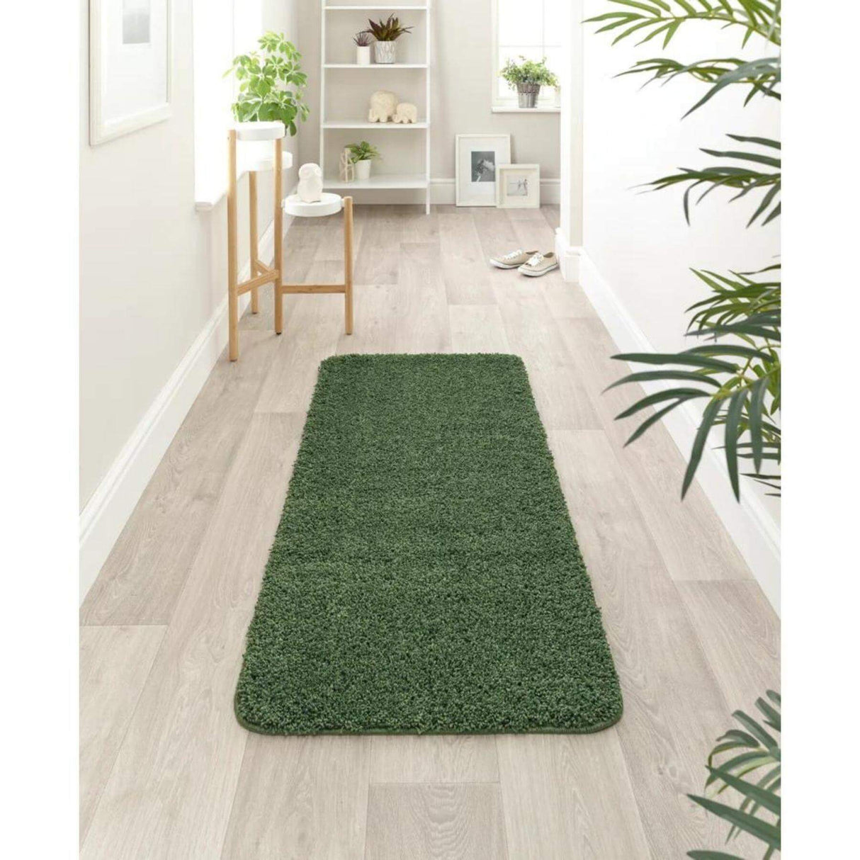 Washable Forest Green Shaggy Rug by The Rugs