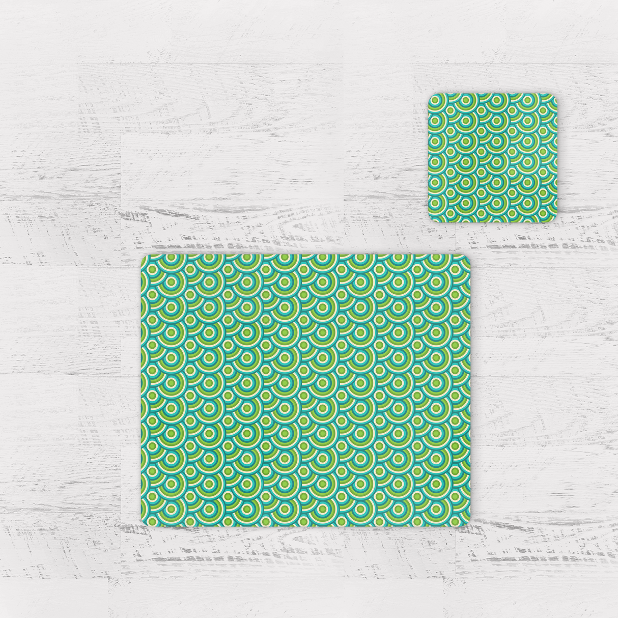 Shadowbright Green Retro 1970s Geometric Placemats, Set of 4/6