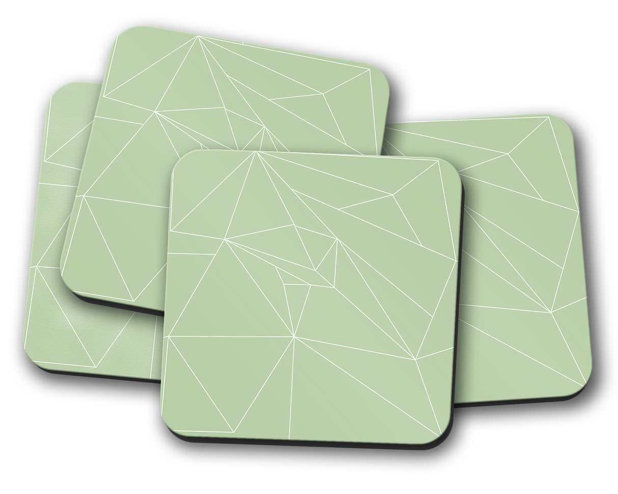 Shadowbright Light Green Contemporary Lines Coasters, Table Mat 9cm x 9cm