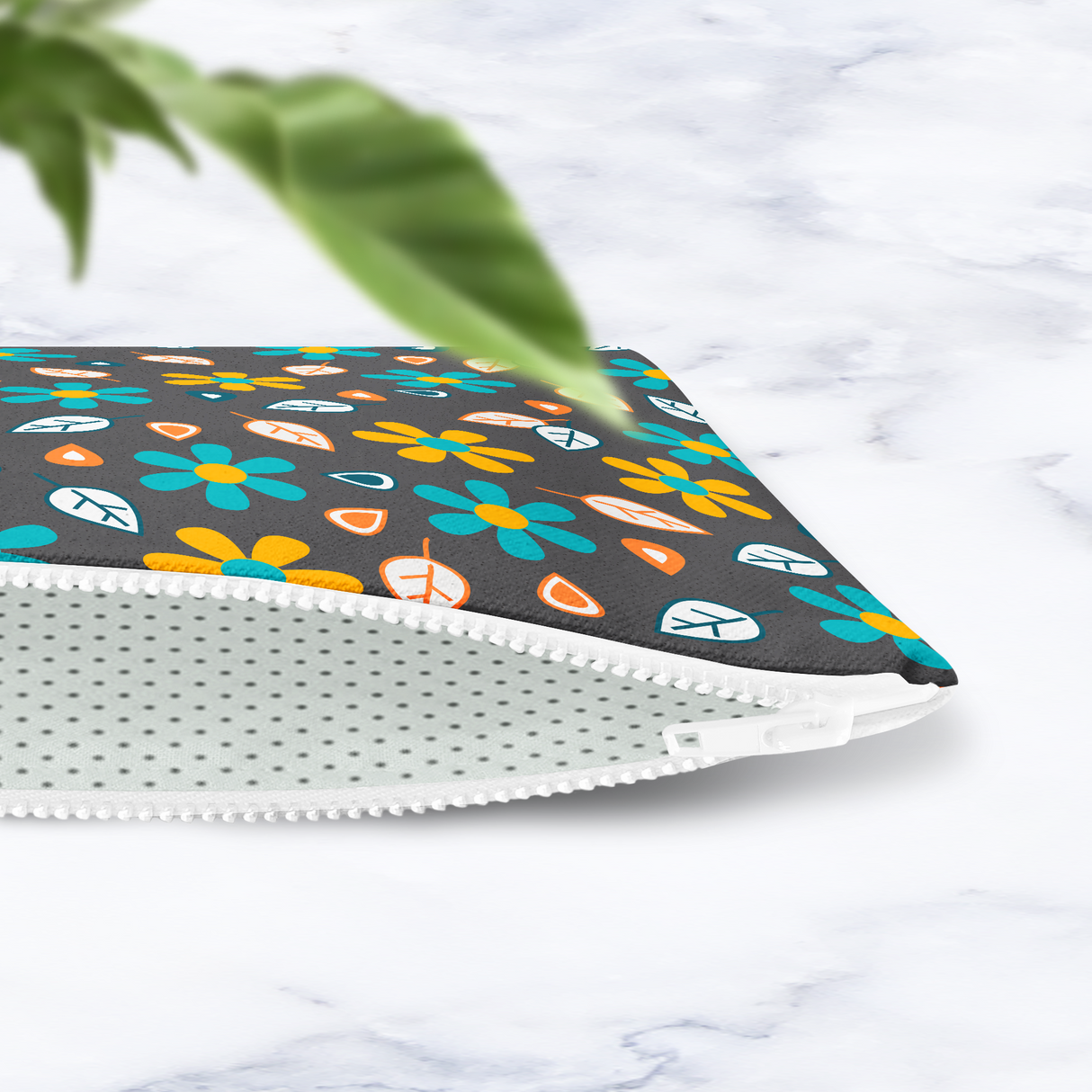 Shadowbright Grey/Turquoise Floral Makeup Bag - 24cm x 19cm