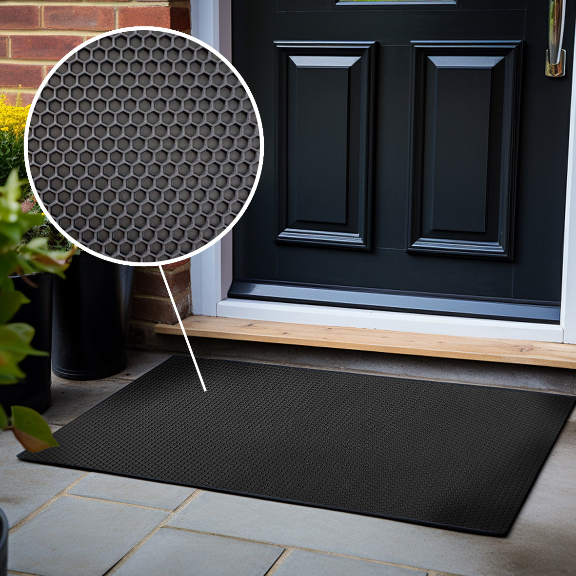 Nicoman Hexagon Pattern Heavy Duty Rubber Door Mat