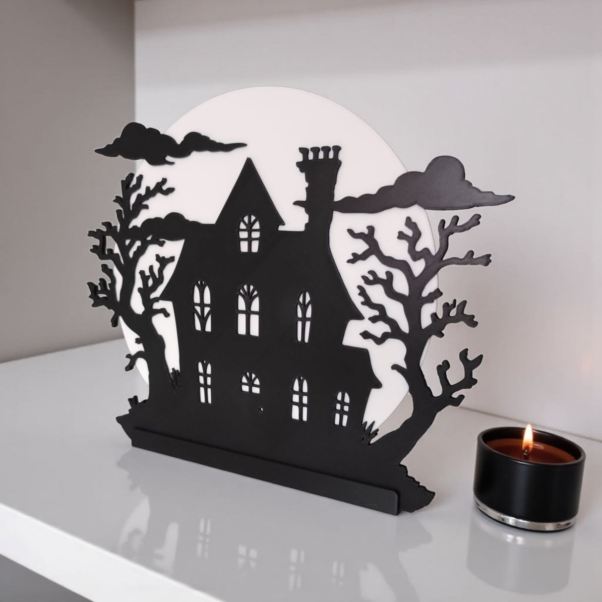 Filamora Studios Spooky Halloween Hill House LED Tealight Holder