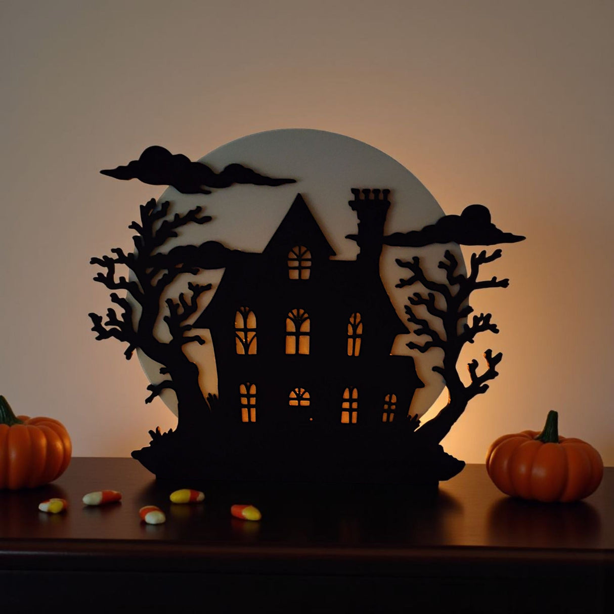 Filamora Studios Spooky Halloween Hill House LED Tealight Holder