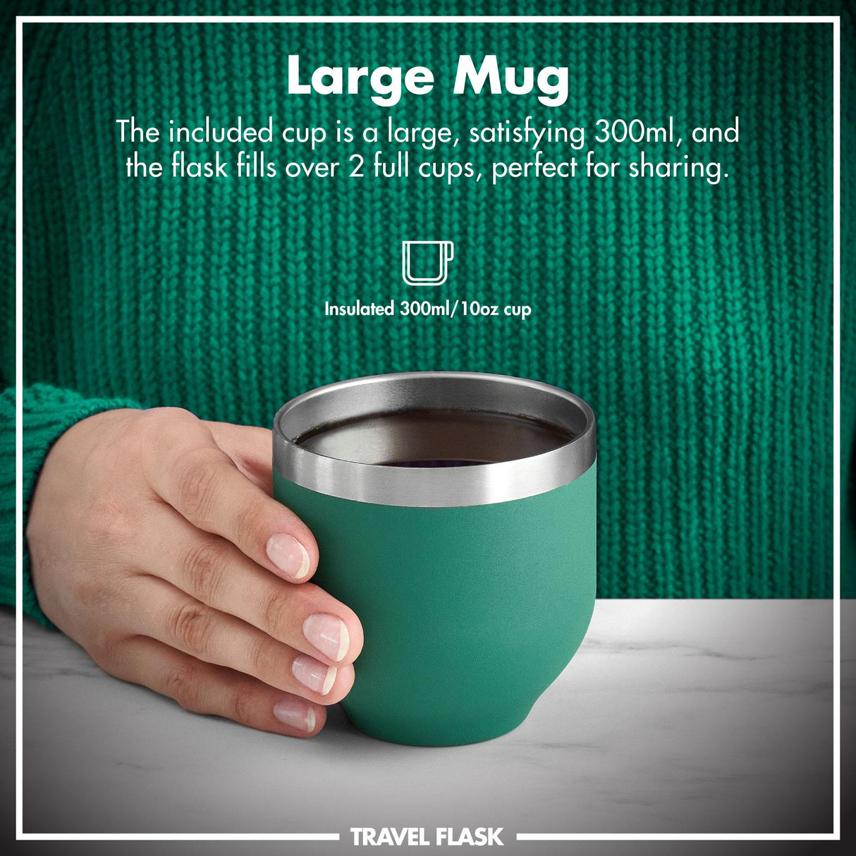 ION8 Luma Vacuum Insulated, Flask & Mug, Green, 700ml (24oz)