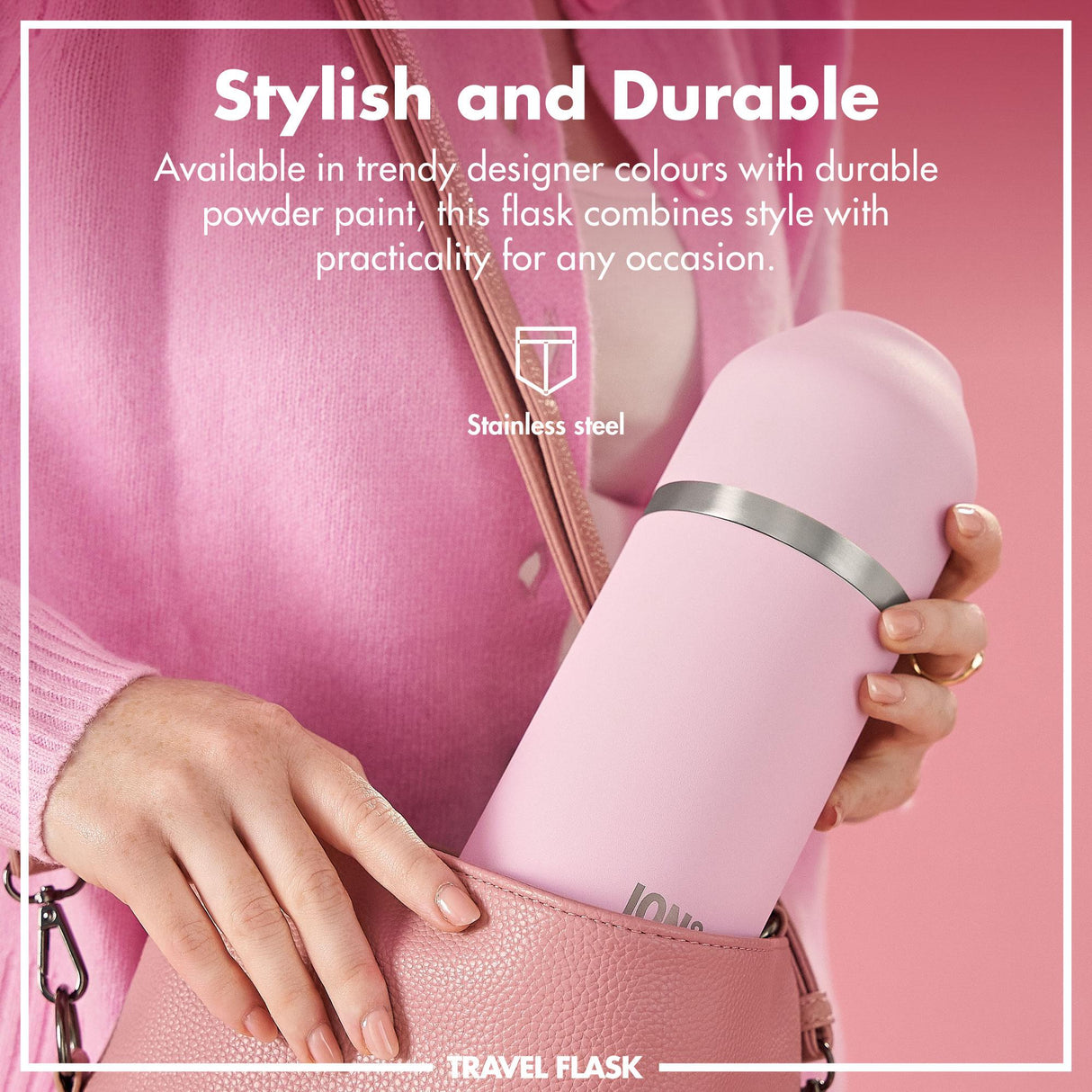 ION8 Luma Vacuum Insulated, Flask & Mug, Rose Quartz, 700ml (24oz)
