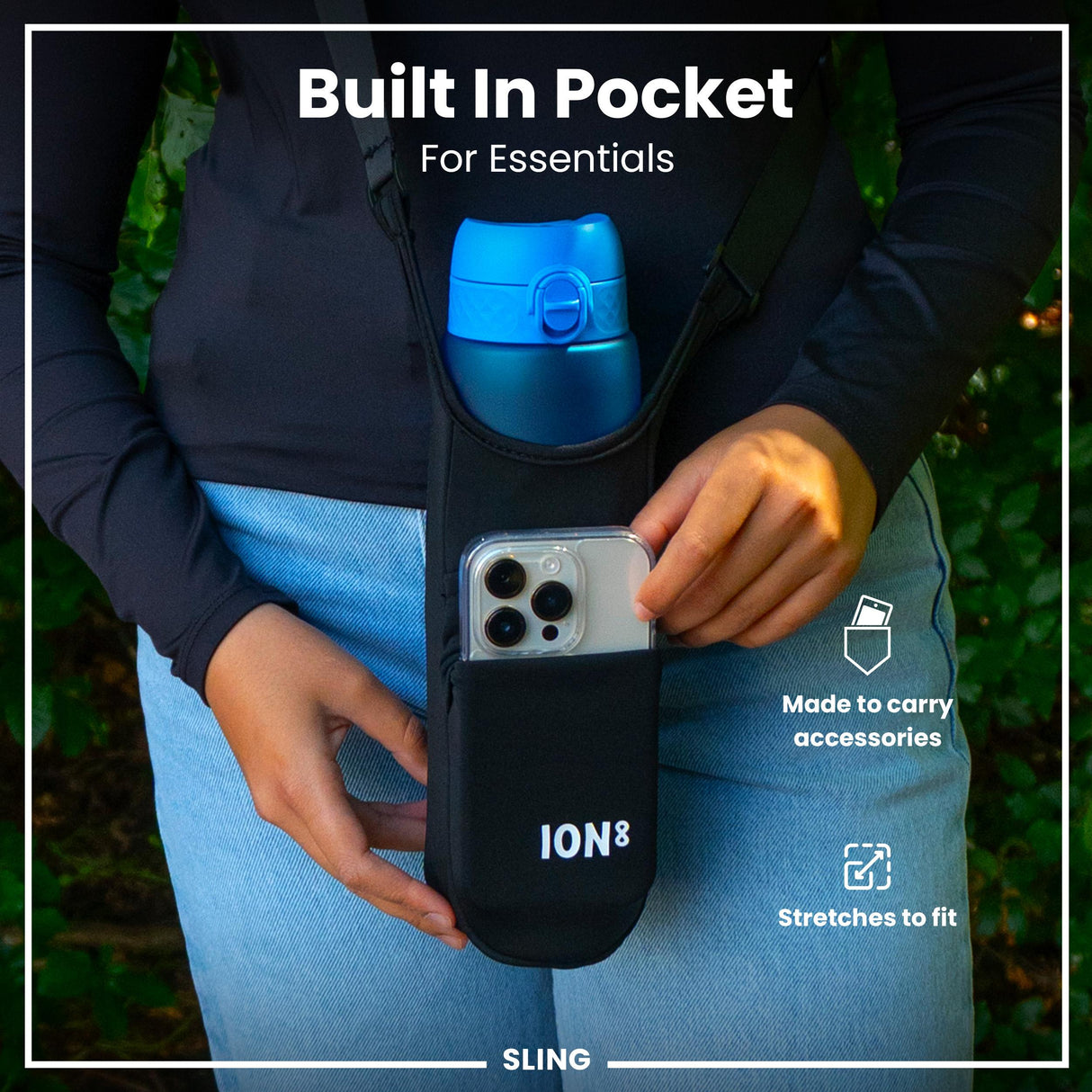 ION8 Lightweight, Sling Bottle Bag, Black